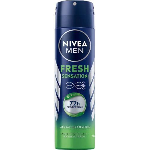 Nivea Men Fresh Sensation 72h Anti-Perspirant Spray Ανδρικό Αποσμητικό Spray για 72ωρη Προστασία με Αντιβακτηριακές Ιδιότητες & Φρέσκο Άρωμα 150ml